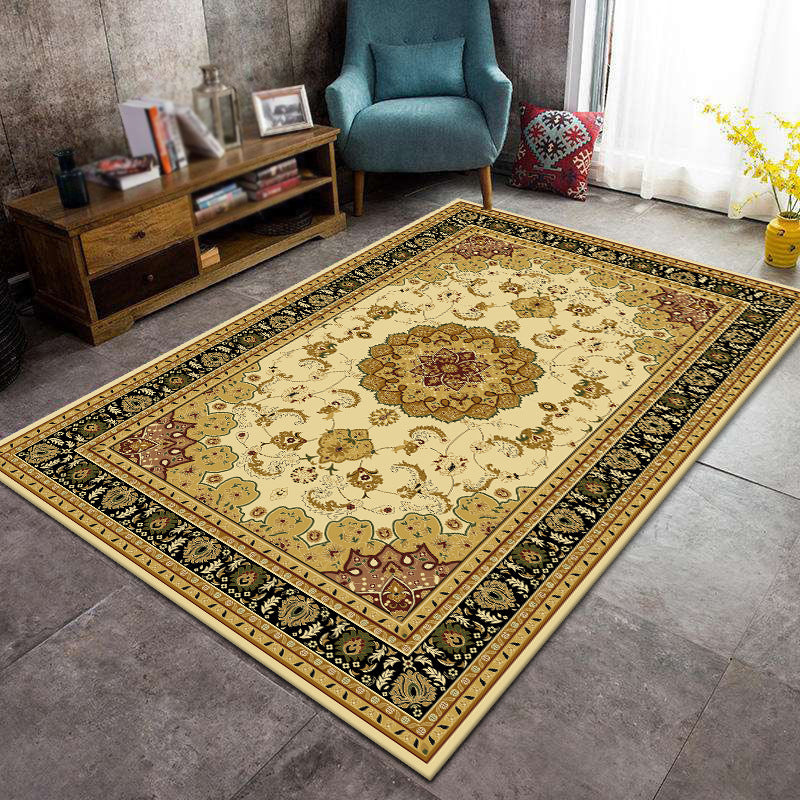 Aesthetic Victorian Area Rug Symmetric Floral Printed Carpet Stain Resistant Rug for Home Decor