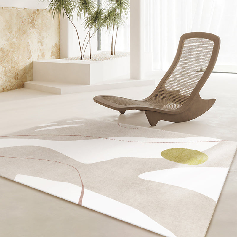 Simplicity Abstract Print Carpet Apricot Tone Polyester Rug Stain Resistant Carpet for Home Decor