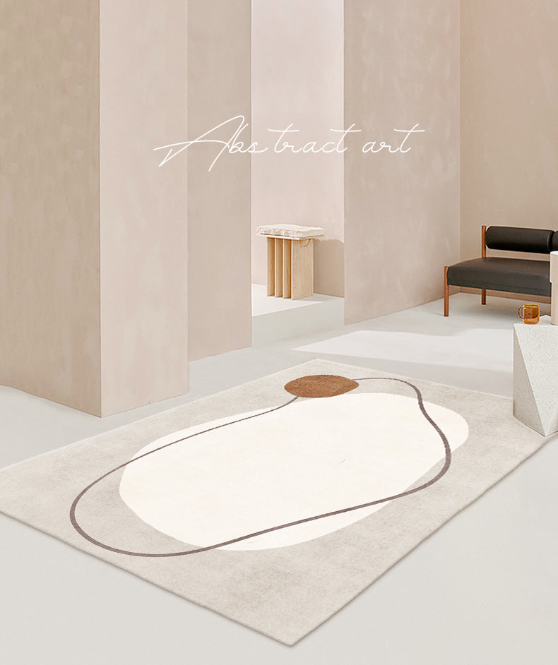 Simplicity Abstract Print Carpet Apricot Tone Polyester Rug Stain Resistant Carpet for Home Decor