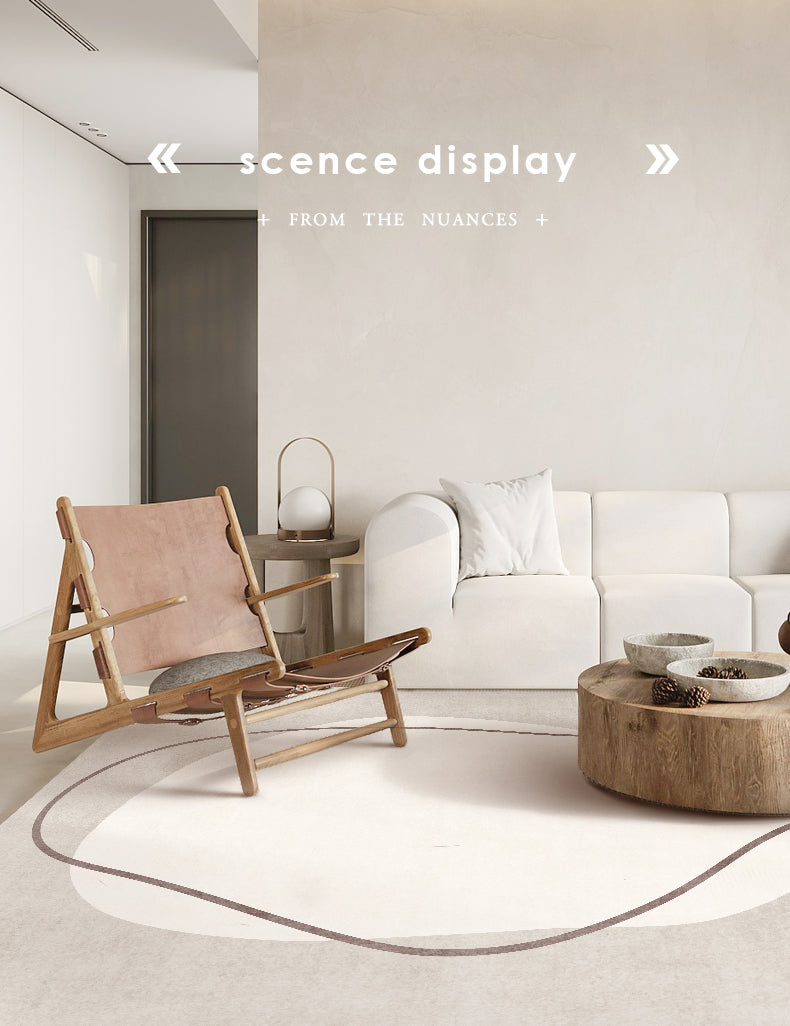 Simplicity Abstract Print Carpet Apricot Tone Polyester Rug Stain Resistant Carpet for Home Decor