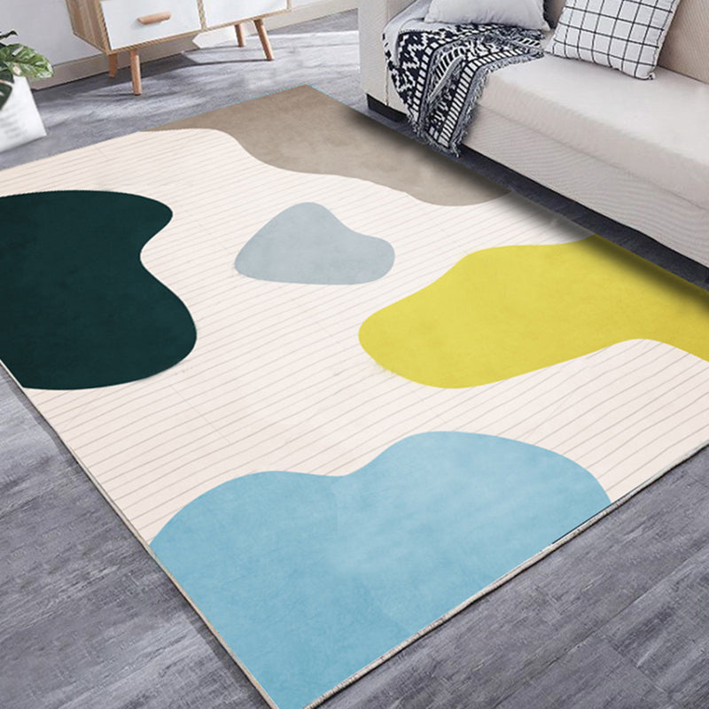 Nordic Random Pattern Rug Multicolor Polyester Area Carpet Non-Slip Backing Rug for Living Room