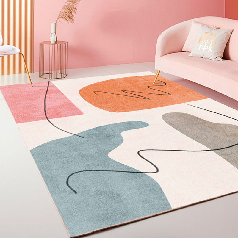 Nordic Random Pattern Rug Multicolor Polyester Area Carpet Non-Slip Backing Rug for Living Room