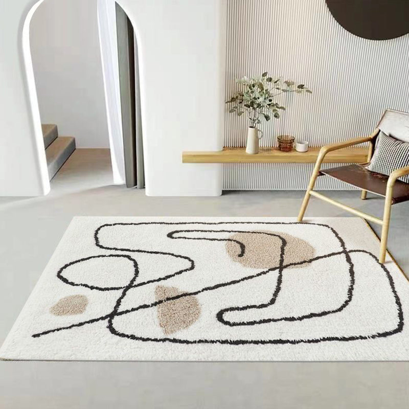 Modern Abstract Printed Rug Apricot Tone Polyester Area Carpet Non-Slip Backing Rug for Living Room
