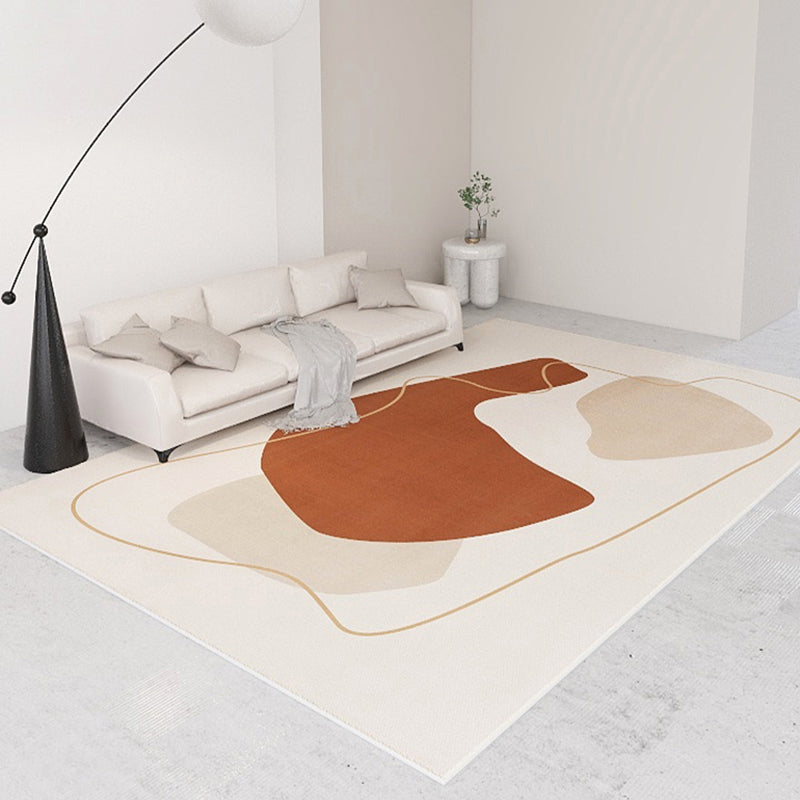 White Tone Home Decor Carpet Simple Abstract Color Block Area Rug Polyester with Stain Resistant Rug