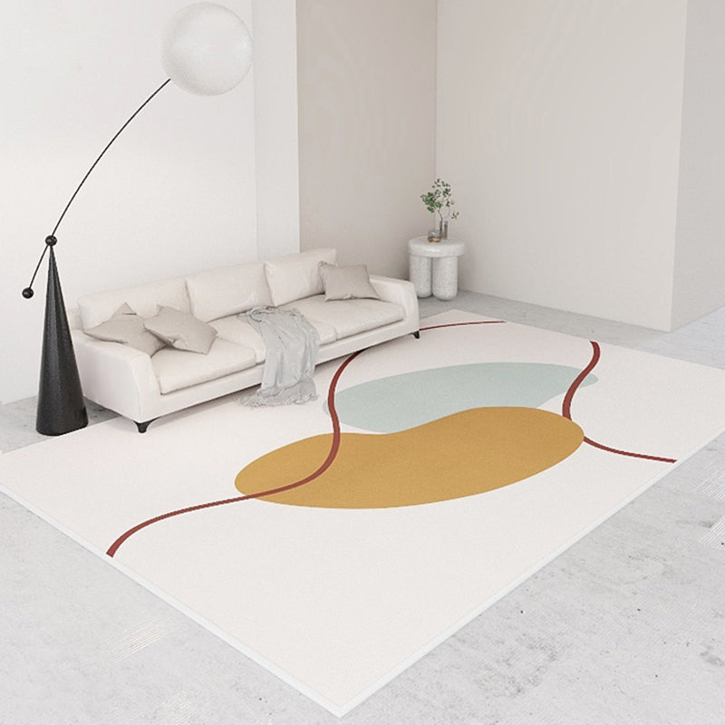 White Tone Home Decor Carpet Simple Abstract Color Block Area Rug Polyester with Stain Resistant Rug