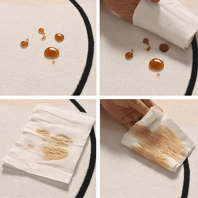 White Tone Home Decor Carpet Simple Abstract Color Block Area Rug Polyester with Stain Resistant Rug