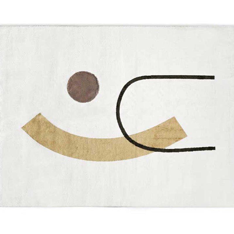 White Tone Random Lines Rug Polyester Carpet Minimalist Anti-Slip Backing Indoor Rug for Living Room