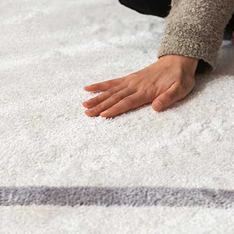 White Tone Random Lines Rug Polyester Carpet Minimalist Anti-Slip Backing Indoor Rug for Living Room