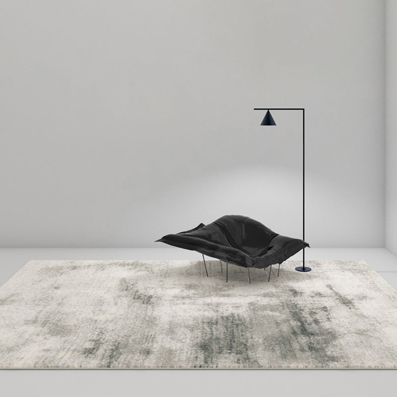 White Tone Minimalist Area Carpet Polyester Mottled Effect Indoor Rug Easy Care Rug for Living Room