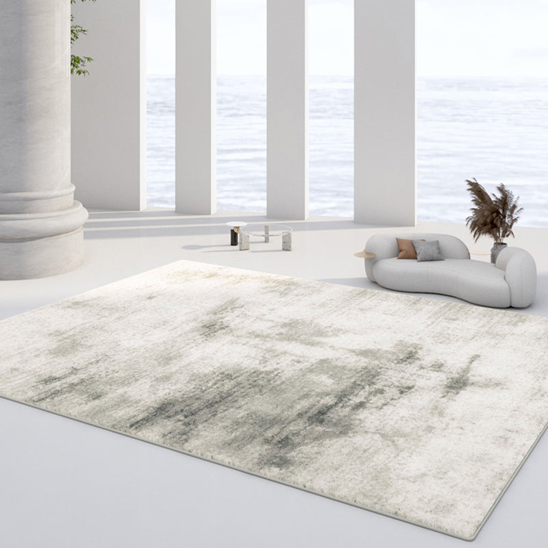 White Tone Minimalist Area Carpet Polyester Mottled Effect Indoor Rug Easy Care Rug for Living Room