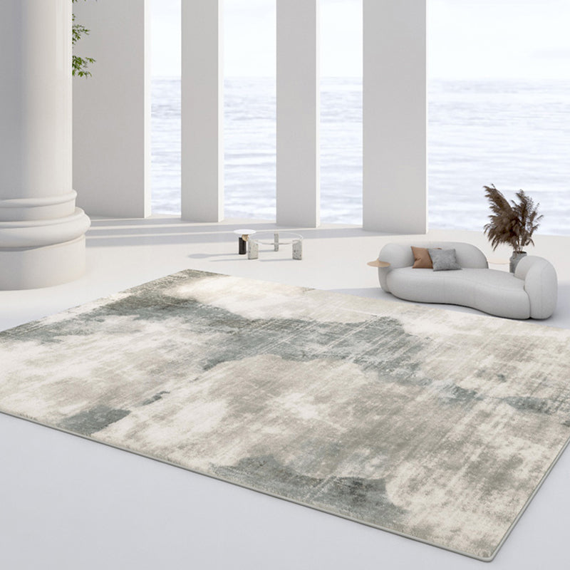 White Tone Minimalist Area Carpet Polyester Mottled Effect Indoor Rug Easy Care Rug for Living Room