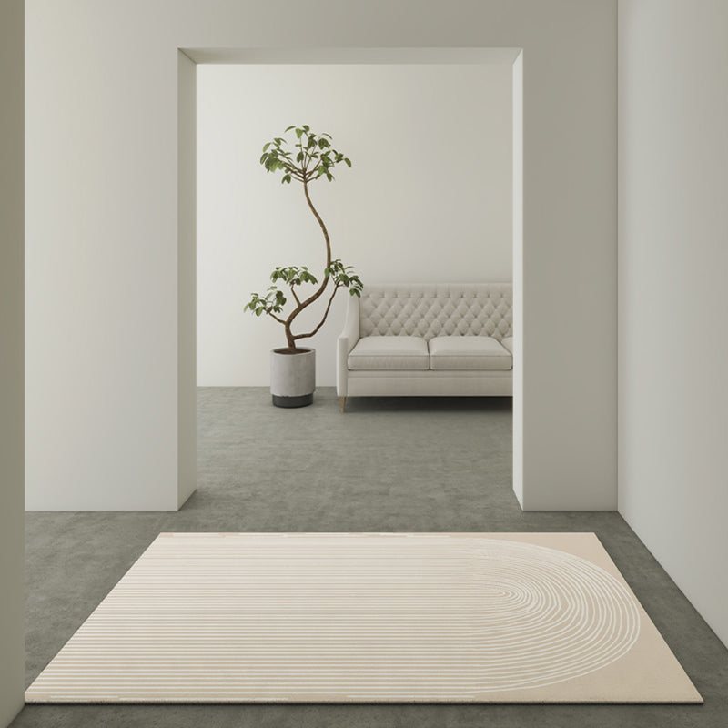 Solid Color Simplicity Area Carpet Polyester Random Stripe Indoor Rug Easy Care Rug for Living Room