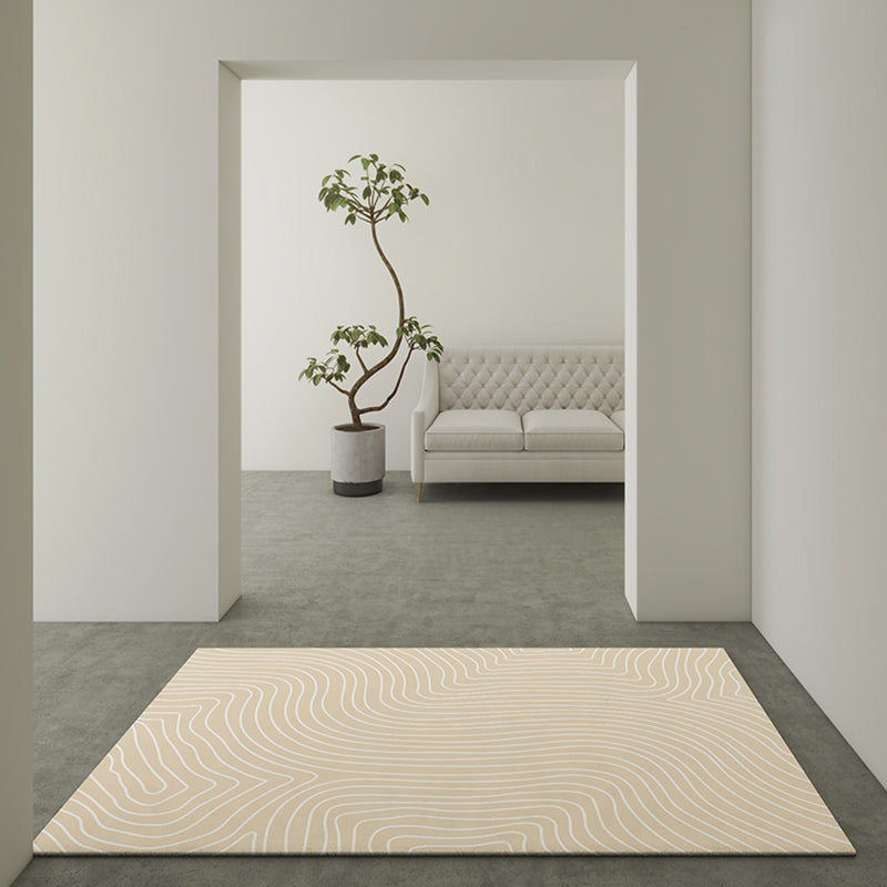 Solid Color Simplicity Area Carpet Polyester Random Stripe Indoor Rug Easy Care Rug for Living Room