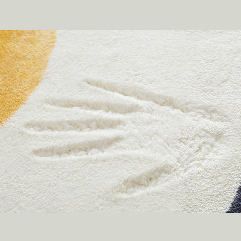 Round Solid Color Simple Carpet Polyester Random Stripe Area Rug Stain Resistant Rug for Home Decor