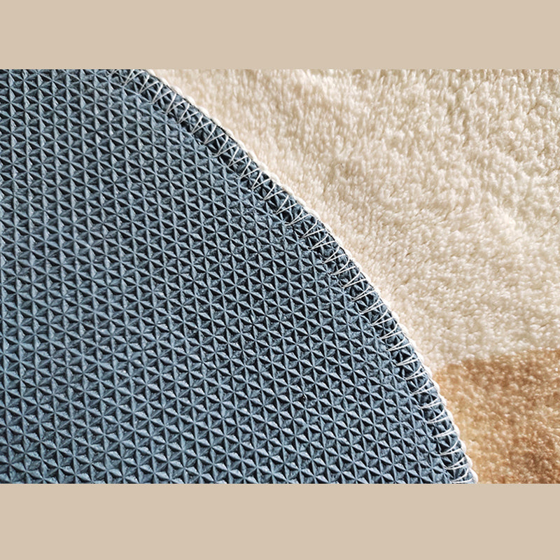 Round Apricot Tone Simple Area Carpet Polyester Stripe Indoor Rug Easy Care Carpet for Living Room