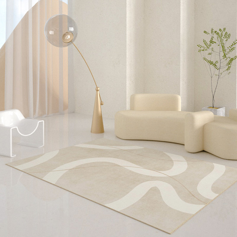 Apricot Tone Nordic Area Carpet Polyester Abstract Print Indoor Rug Easy Care Carpet for Living Room