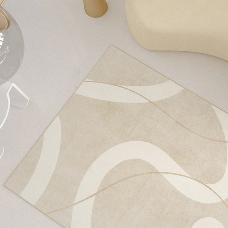 Apricot Tone Nordic Area Carpet Polyester Abstract Print Indoor Rug Easy Care Carpet for Living Room