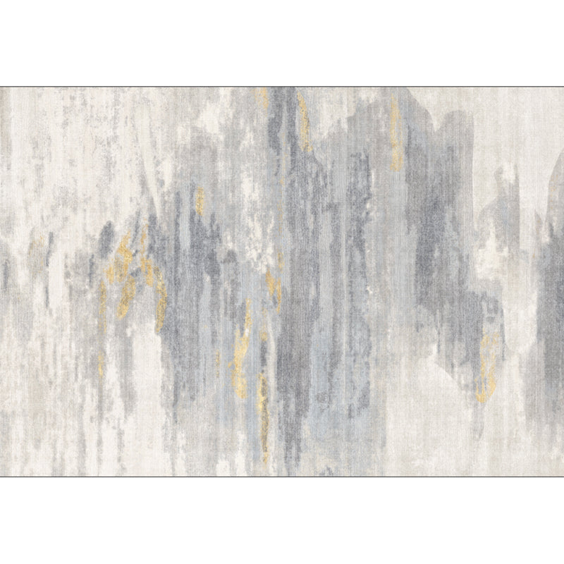 Gray Tone Modern Area Carpet Polyester Lines Printing Indoor Rug Easy Care Carpet for Living Room