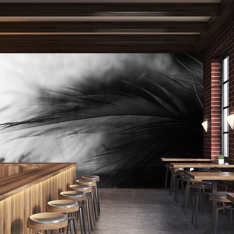 Photography Modern Pastel Color Mural Wallpaper with Beautiful Feathers for Girls' Bedroom