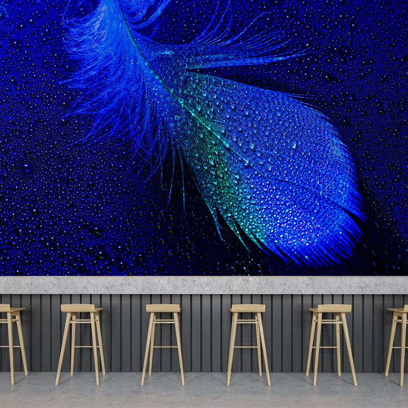 Photography Modern Pastel Color Mural Wallpaper with Beautiful Feathers for Girls' Bedroom