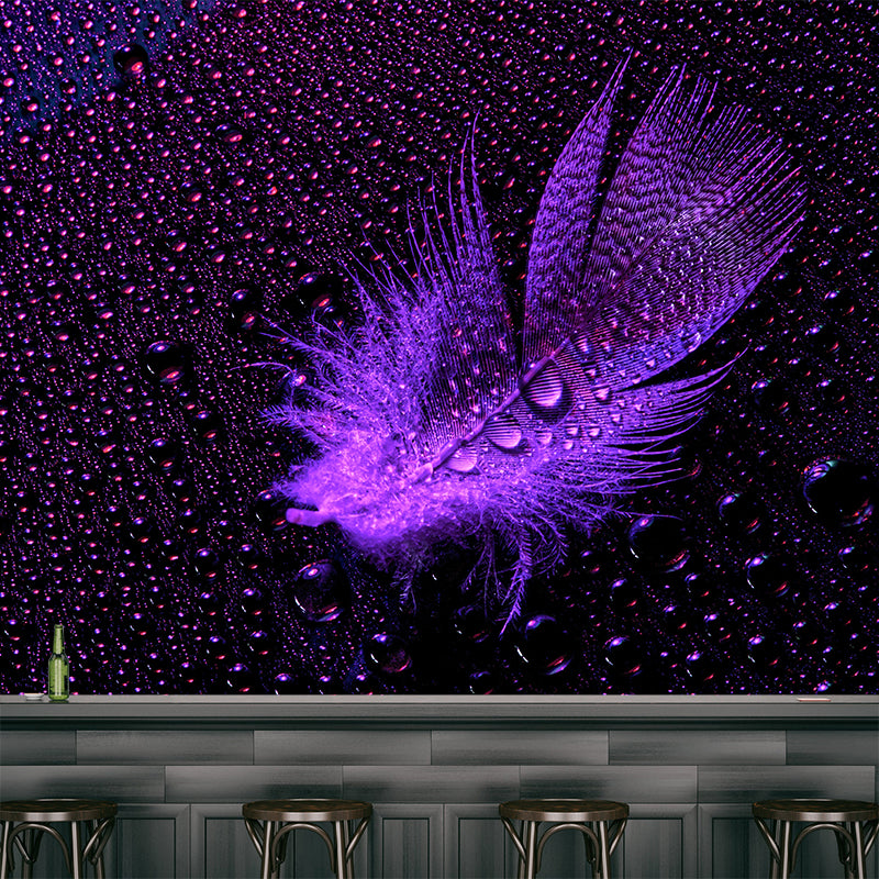 Photography Modern Pastel Color Mural Wallpaper with Beautiful Feathers for Girls' Bedroom