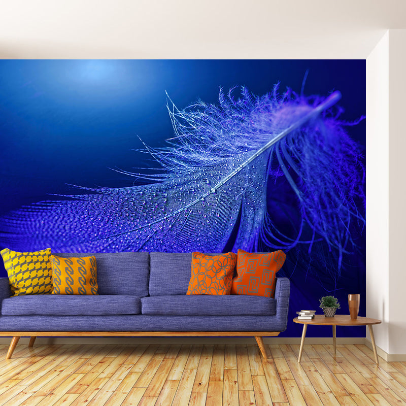 Photography Modern Pastel Color Mural Wallpaper with Bird Feathers for Girls' Bedroom