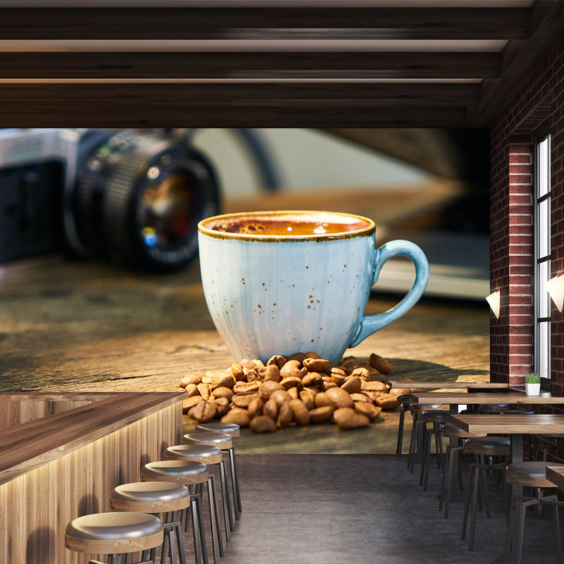 Hot Coffee Wall Mural Decal Eco-friendly Wallpaper Cooffee Shop Kitchen Dining Room Decor