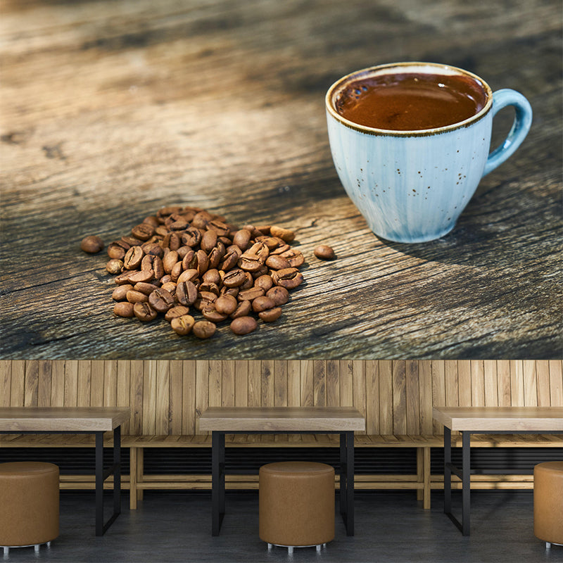 Customized Strong Aroma Coffee Mural Wallpaper Stain Resistant Wall Covering for Coffee Shop