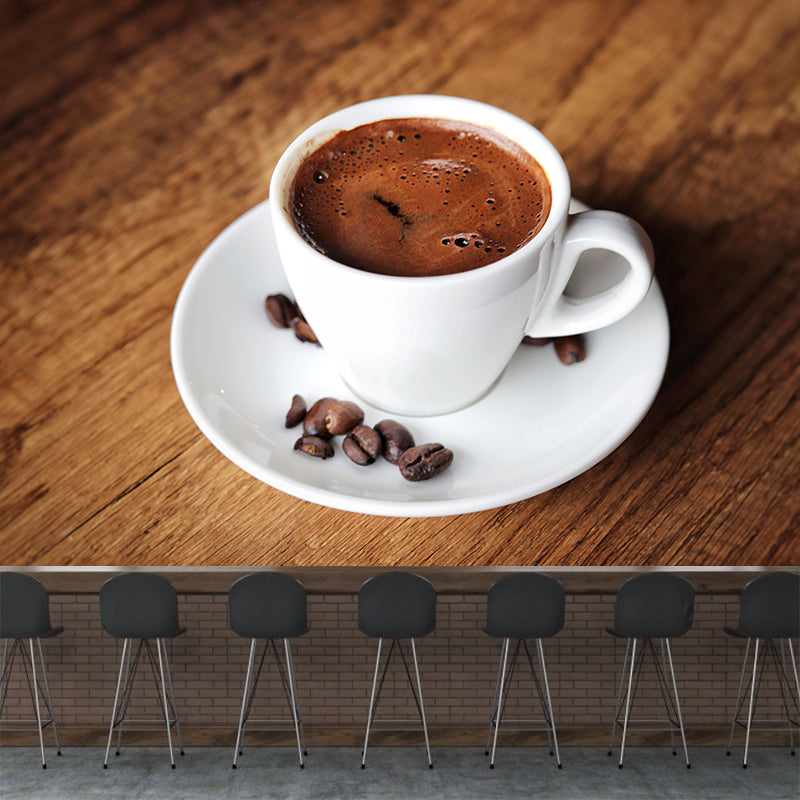 Customized Strong Aroma Coffee Mural Wallpaper Stain Resistant Wall Covering for Coffee Shop