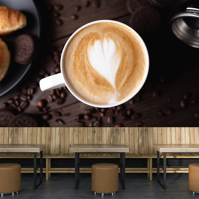 Contemporary Style Mural with Tempting Coffee Painting Commercial Use Wall Covering
