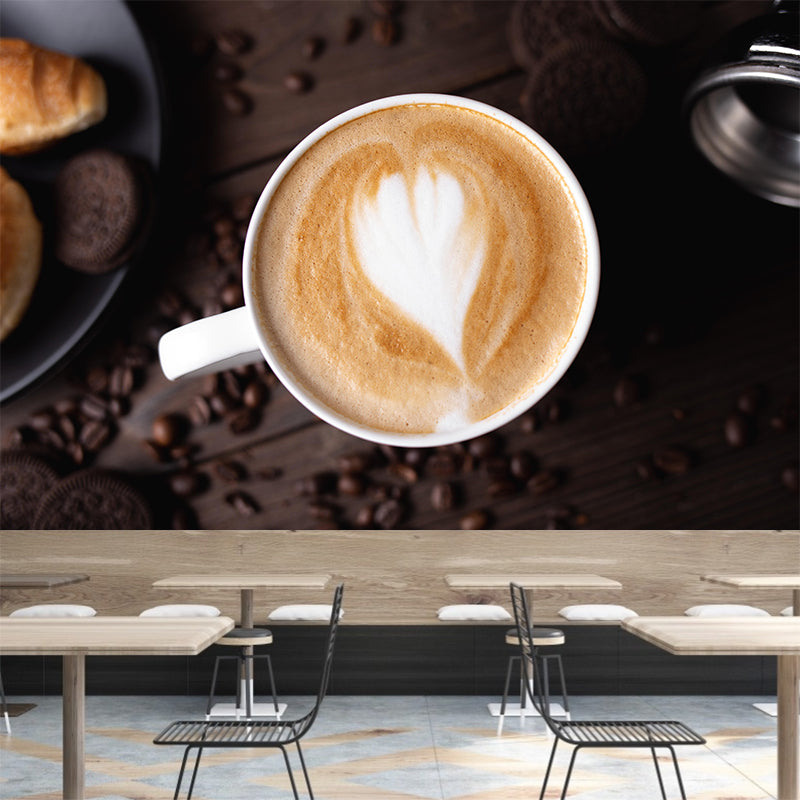 Contemporary Style Mural with Tempting Coffee Painting Commercial Use Wall Covering