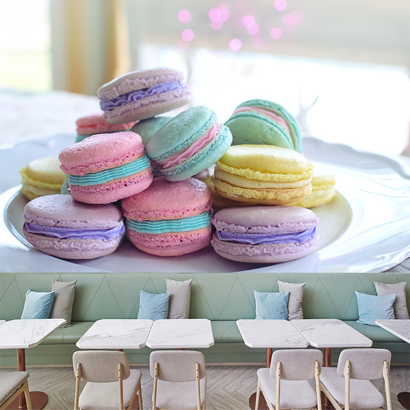 Contemporary Style Mural with Sweet Macaron Painting Commercial Use Wall Covering