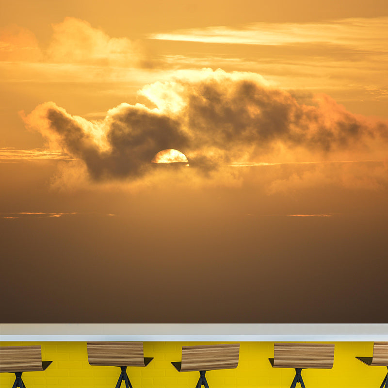 Contemporary Sunset Landscapes Mural Indoor Decorative Cloud Pattern Wall Decor