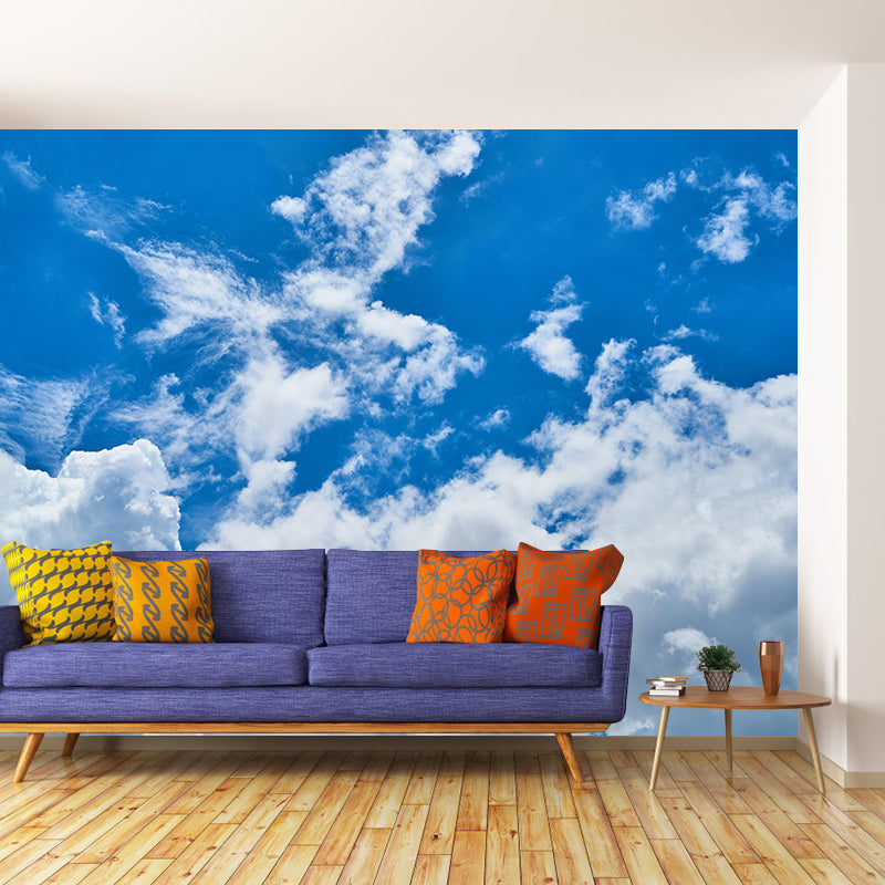Blue Sky Photography Wallpaper Mural Mildew Resistant Modern Bedroom Wall Art