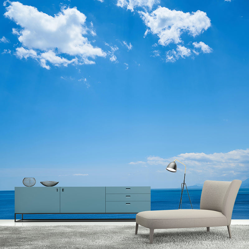 Blue Sky Photography Wallpaper Mural Mildew Resistant Modern Bedroom Wall Art