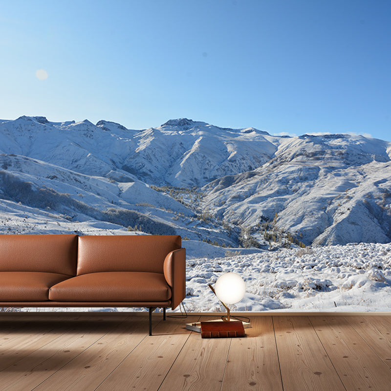 Modern Snowy Mountain Mural for Sitting Room Customized Wall Covering, Waterproofing
