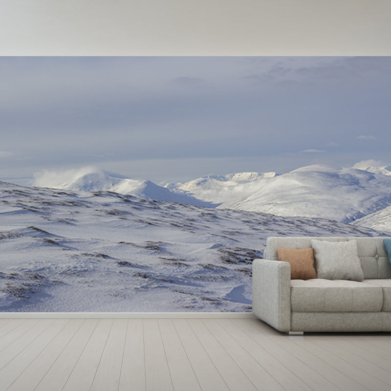 Snowy Mountain Wall Covering for Living Room Water Resistant, Custom-Print