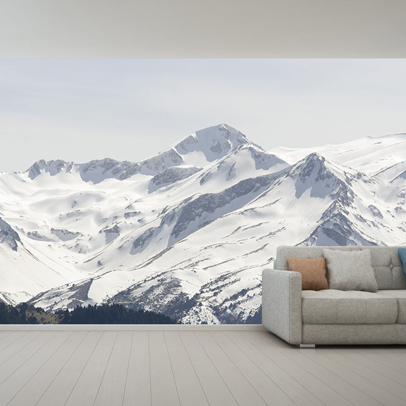 Snowy Mountain Wall Covering for Living Room Water Resistant, Custom-Print