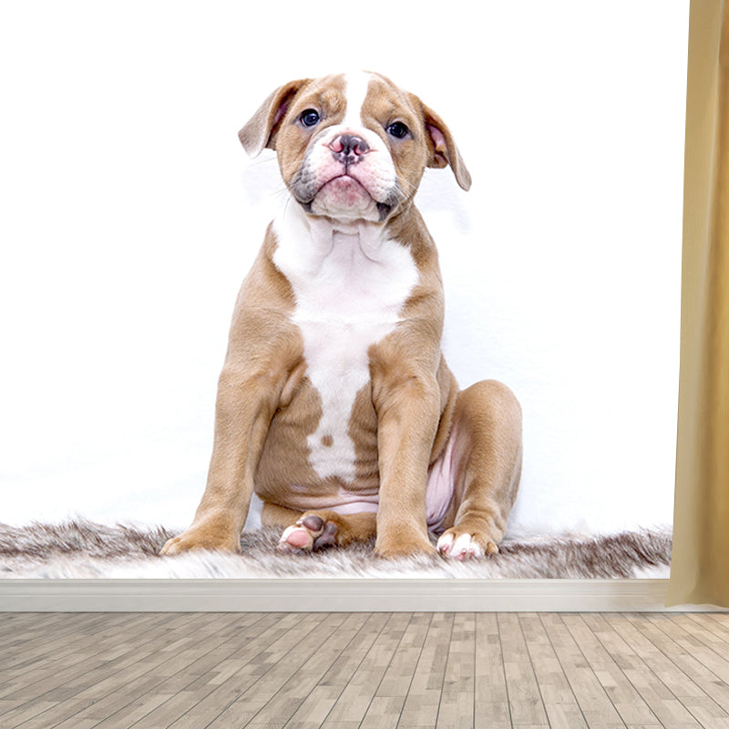 Lovely Dog Mural Wallpaper Water-Resistant Wall Covering for Accent Wall