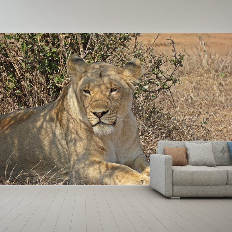 Lion Jungle Animal Mural Decal Contemporary Wall Decor for Bedroom, Stain-Resistant