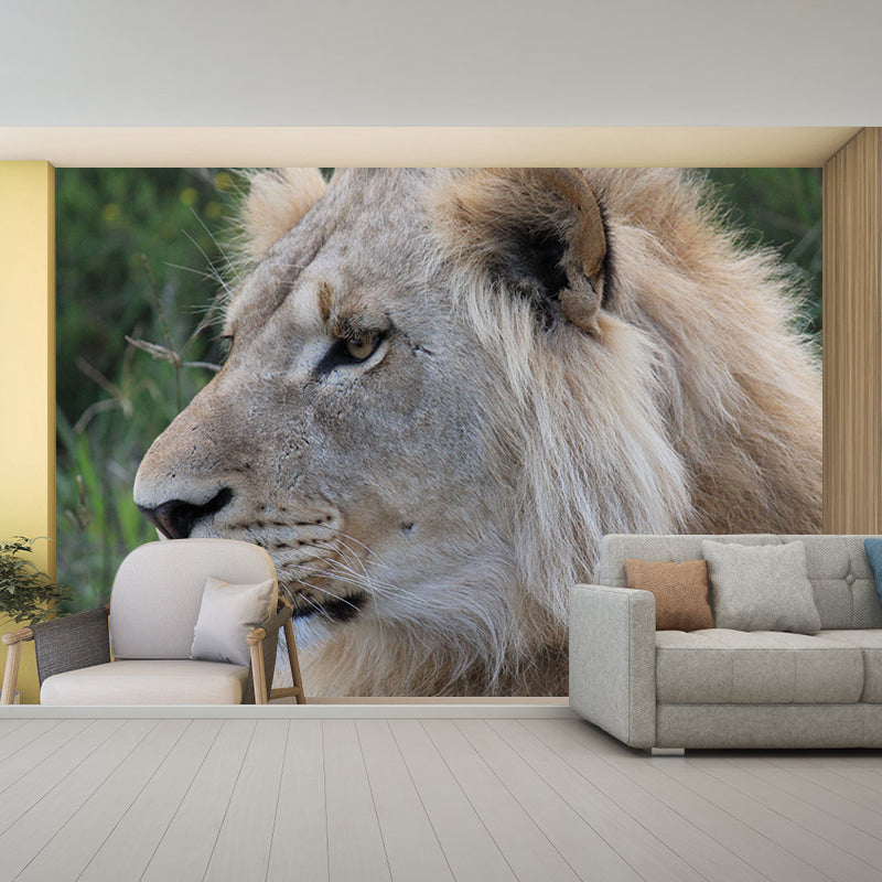 Lion Jungle Animal Mural Decal Contemporary Wall Decor for Bedroom, Stain-Resistant