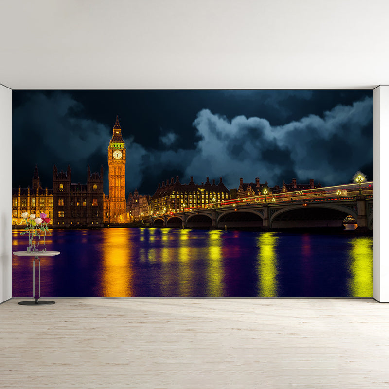 Modern City Scene Mural Decal Water Resistant Wall Covering, Made to Measure