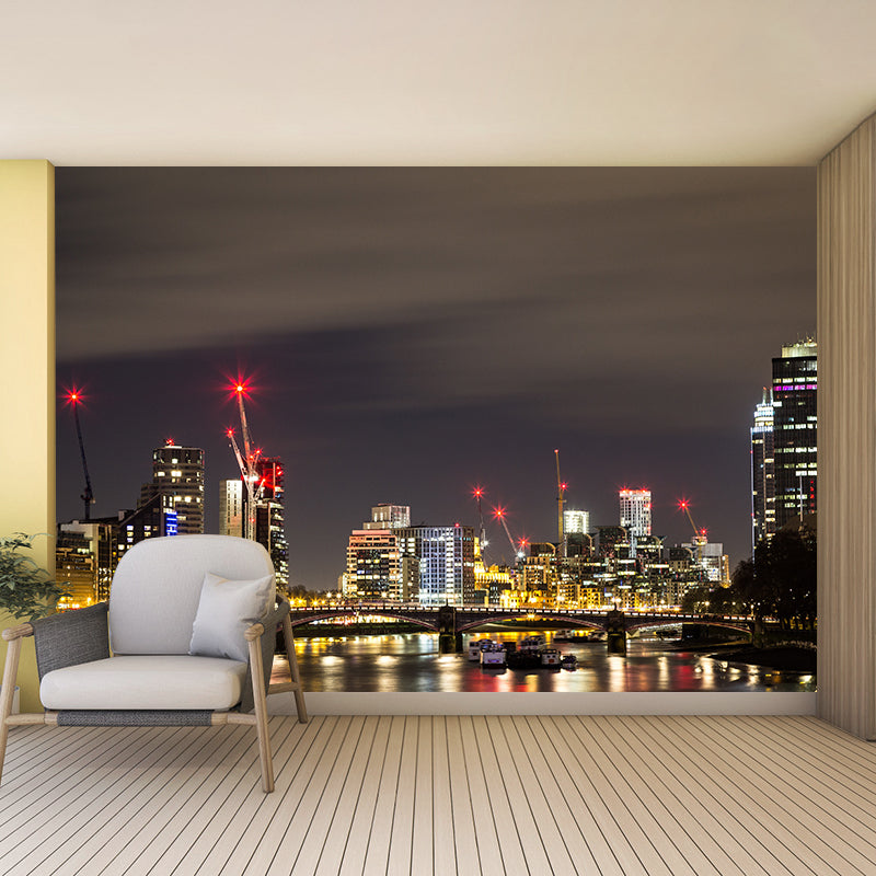 Modern City Scene Mural Decal Water Resistant Wall Covering, Made to Measure