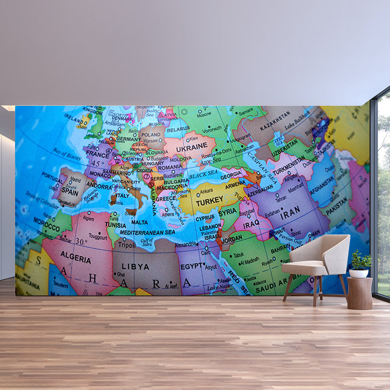Contemporary Map Mural Wallpaper Home Decor Waterproofing Wall Covering, Full Size