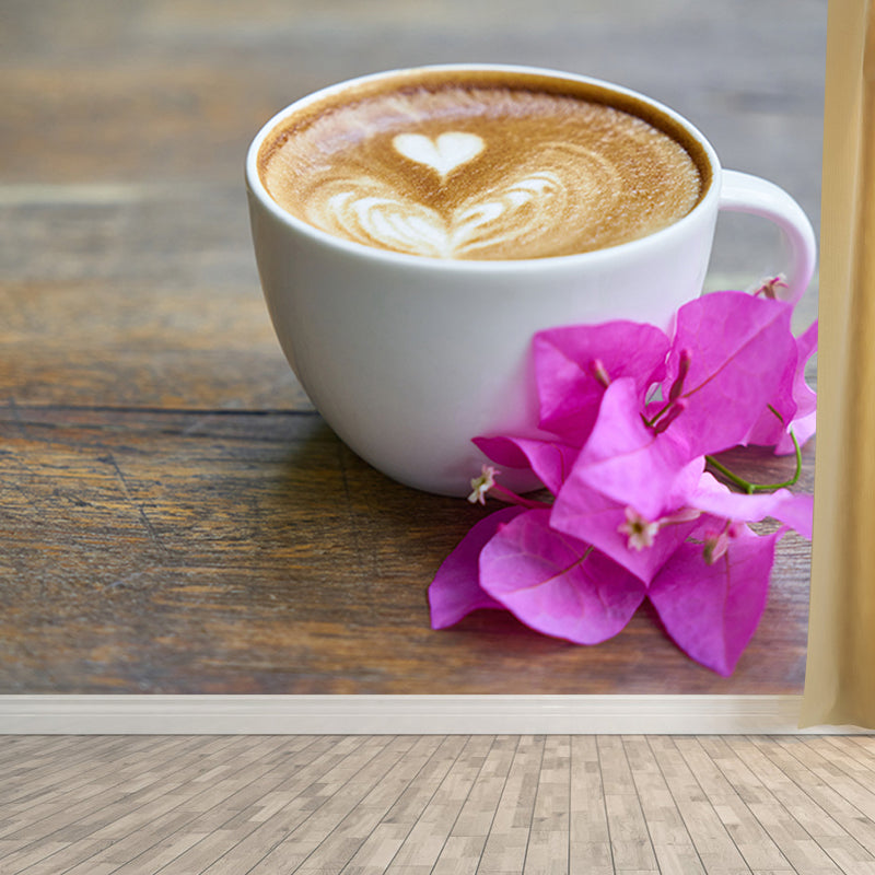 Mellow Coffee Modern Mural Stain Resistant Wall Covering for Coffee Shop