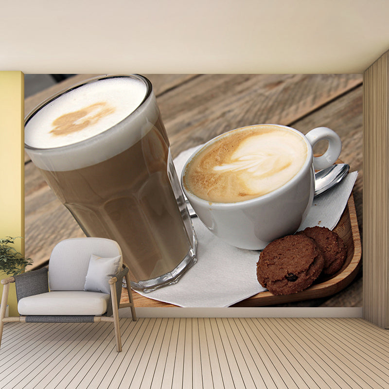 Mellow Coffee Modern Mural Stain Resistant Wall Covering for Coffee Shop