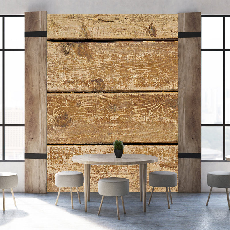 Environment Friendly Wall Mural Industrial Wood Textured Pattern Wall Covering