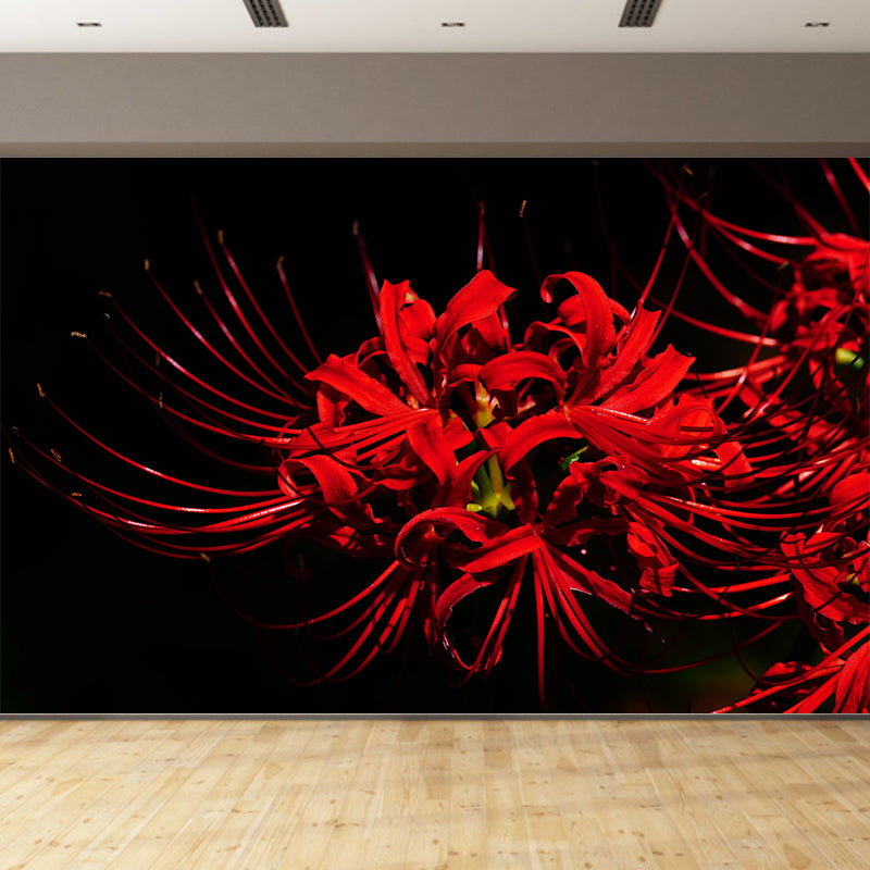 Beautiful Higan-Flower Wall Covering for Living Room Contemporary Moisture-Resistant Mural