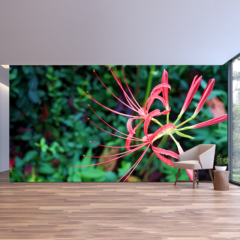 Beautiful Higan-Flower Wall Covering for Living Room Contemporary Moisture-Resistant Mural