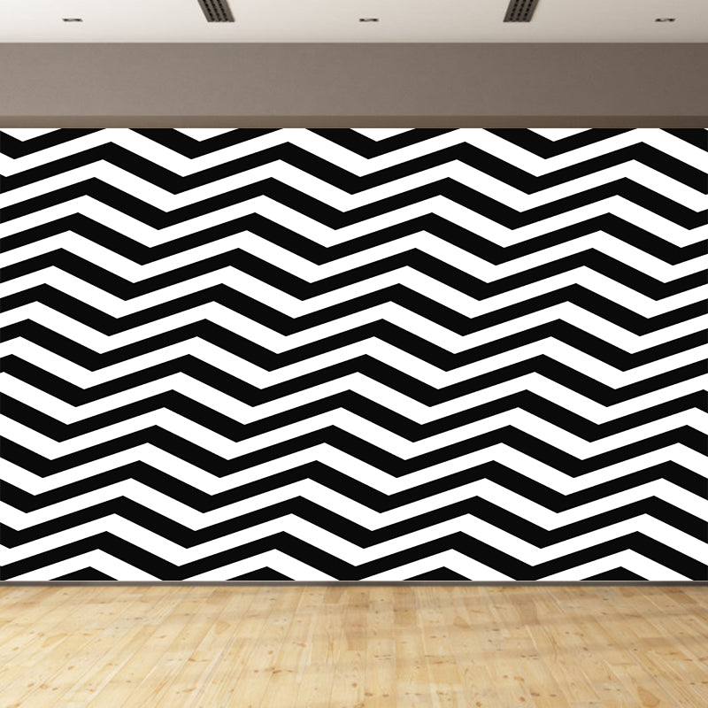 Customized Black and White Mural Wallpaper Mildew Resistant Geometry Wall Decor
